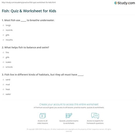 study of fish|Fish: Quiz & Worksheet for Kids .